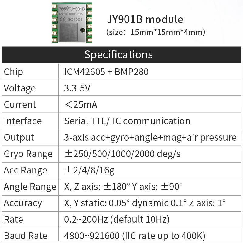 WitMotion WT931 (XYZ, return rate 500H) AHRS MPU9250 9-axis Accelerometer,+Eletronic Gyroscope+Angle+Magnetometer, for Arduinos