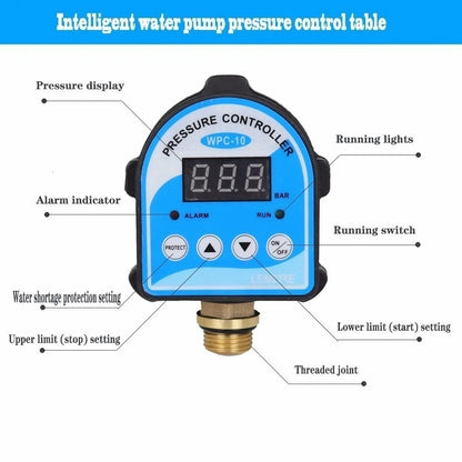 Automatic Eletronic Digital Display Pressure Controller Switch WPC-10 For Oil Water Pump Air Compressor With 4' Adapter WPC 10