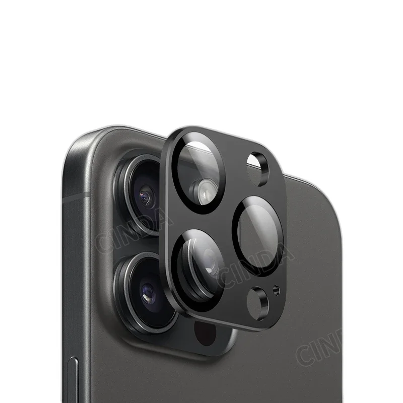 Black 9H Tempered Glass Camera Lens Protector Film for iPhone 15 Pro Max and 15 Pro Factory Outlet Mobile Phone Accessory