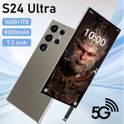 Best Sell S24 Ultra 5G Smart Phone 7.3inch 1TB Telephone Original Unlock S-Pen 4G 5G+WIFI Android S24 Mobile Phones