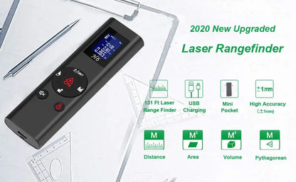 HIREED 40M Eletronic Level Digital Laser Rangefinder  USB Charging Rechargeable Handheld Distance Meter
