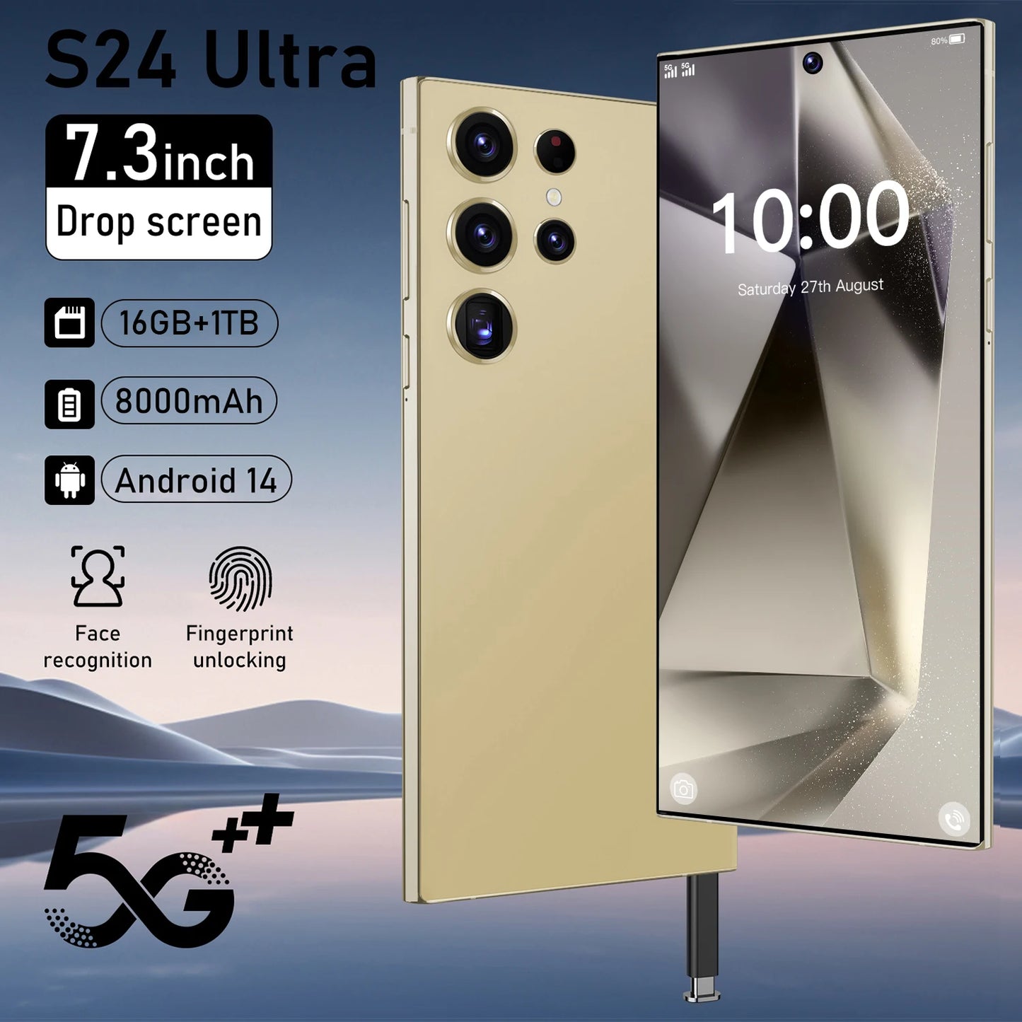 Best Sell S24 Ultra 5G Smart Phone 7.3inch 1TB Telephone Original Unlock S-Pen 4G 5G+WIFI Android S24 Mobile Phones