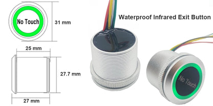 DC12V 24V IP68 Waterproof Contactless Access Control Eletronic Lock Release Switch Infrared Sensing No Touch Exit Button