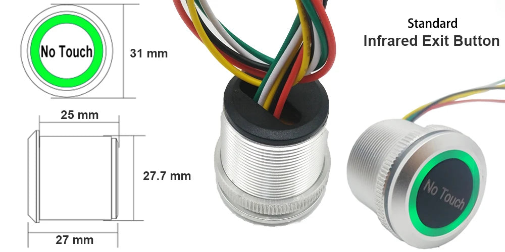 DC12V 24V IP68 Waterproof Contactless Access Control Eletronic Lock Release Switch Infrared Sensing No Touch Exit Button