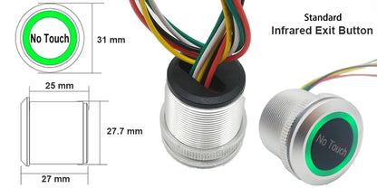 DC12V 24V IP68 Waterproof Contactless Access Control Eletronic Lock Release Switch Infrared Sensing No Touch Exit Button