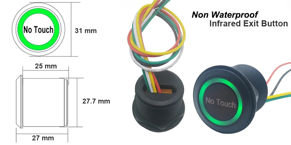 DC12V 24V IP68 Waterproof Contactless Access Control Eletronic Lock Release Switch Infrared Sensing No Touch Exit Button