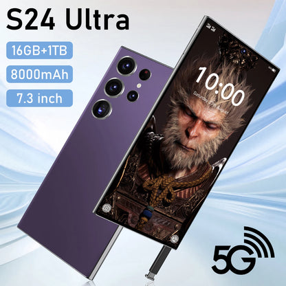 Best Sell S24 Ultra 5G Smart Phone 7.3inch 1TB Telephone Original Unlock S-Pen 4G 5G+WIFI Android S24 Mobile Phones
