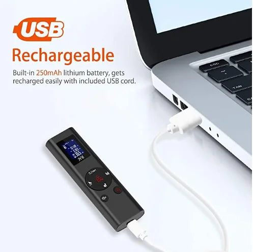 HIREED 40M Eletronic Level Digital Laser Rangefinder  USB Charging Rechargeable Handheld Distance Meter