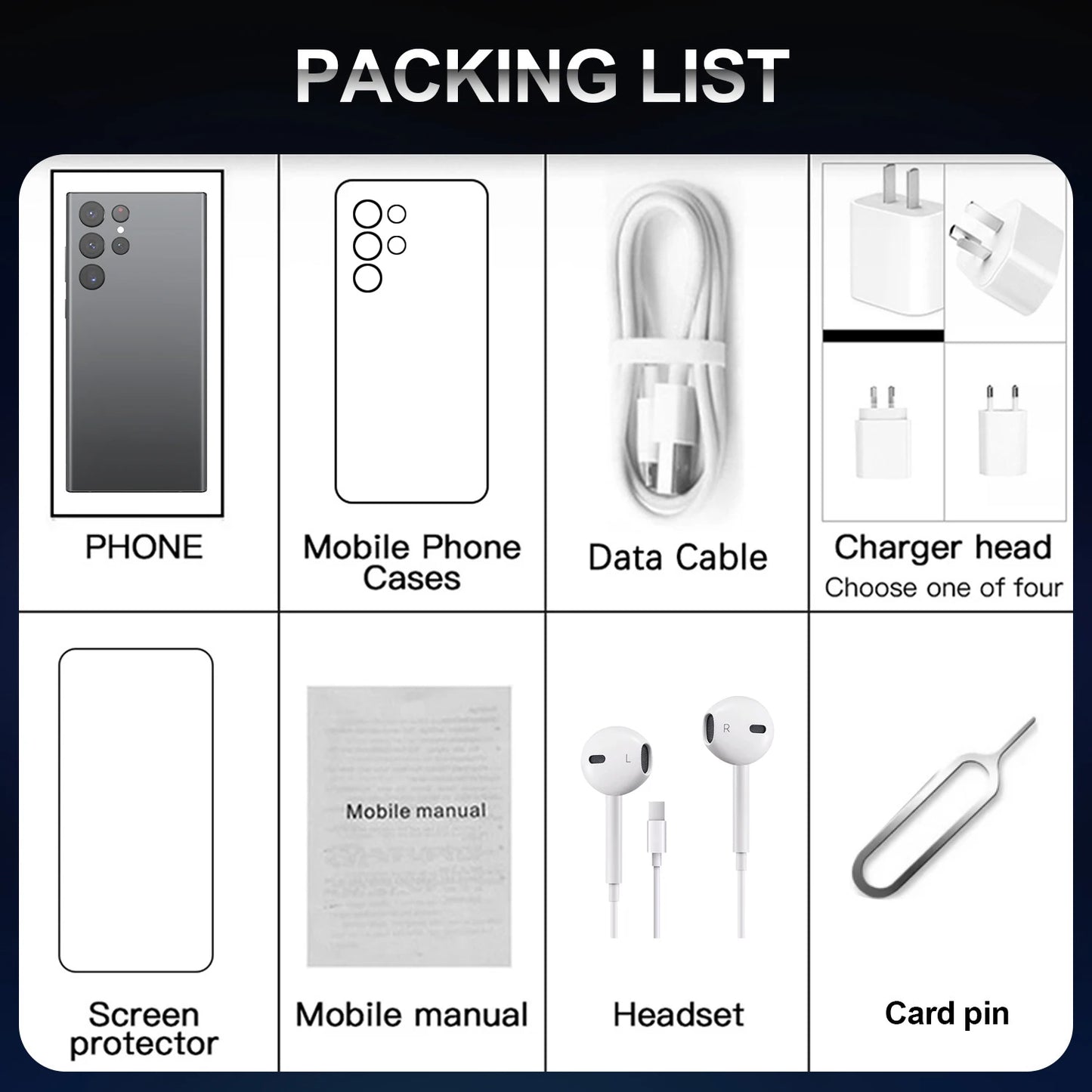 Hot Selling 5G Smartphone S24 Ultra Telephone 7.3 Inch Android Phones Unlocked 16G+1TB Cellphone Mobile Phones 4G 5G