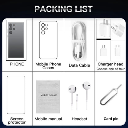 Hot Selling 5G Smartphone S24 Ultra Telephone 7.3 Inch Android Phones Unlocked 16G+1TB Cellphone Mobile Phones 4G 5G