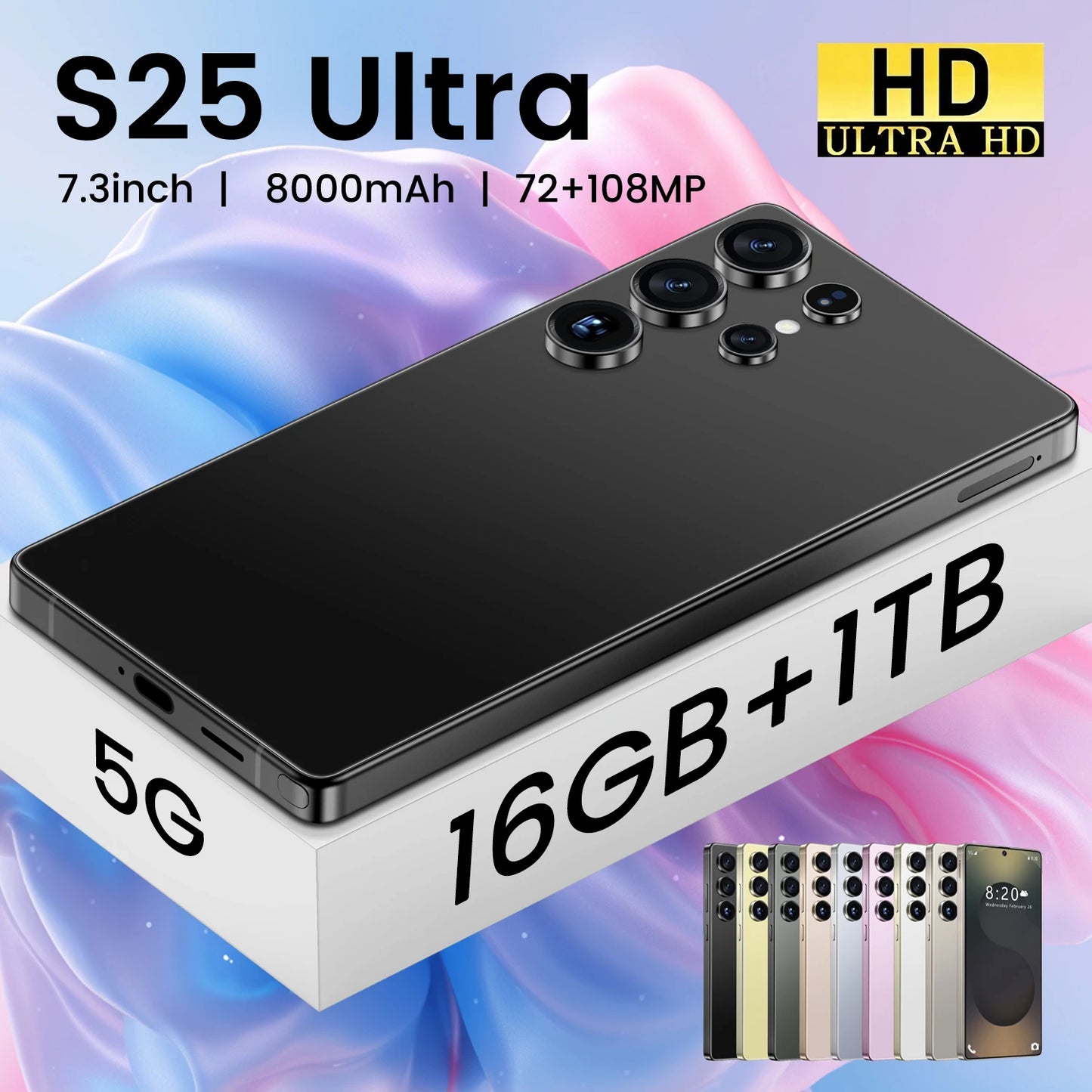 Ultra S25 3G4G5G Smartphone 108MP RearCamera 2K 7.3-Inch Android14 Full Network Display Inteligente S24 ULTRA Telephone 16GB+1TB