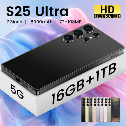 Ultra S25 3G4G5G Smartphone 108MP RearCamera 2K 7.3-Inch Android14 Full Network Display Inteligente S24 ULTRA Telephone 16GB+1TB