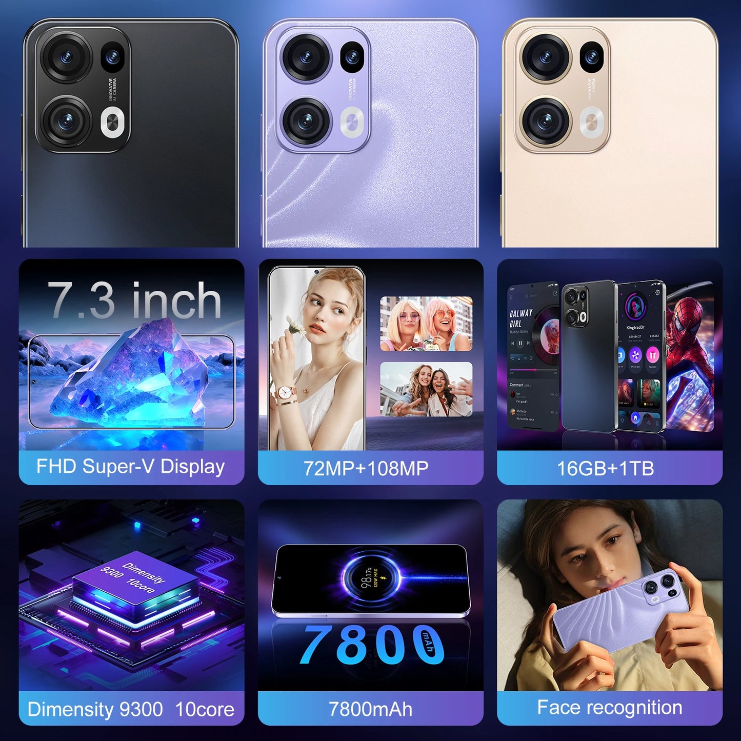 Reno 13 Pro 6.8" Flat Screen AMOLED Mobile Phone 6800mAh Battery Density 9200+ 108MP Selfie Camera 5G Smartphone Telephone