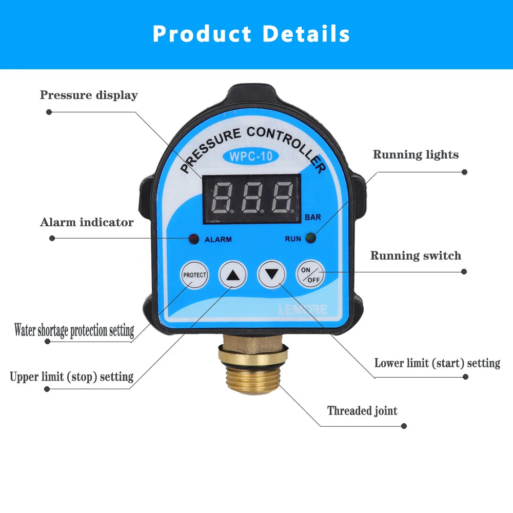 Automatic Air Pump Water Oil Compressor Pressure Switch Digital Display Eletronic Pressure Controller For Water Pump