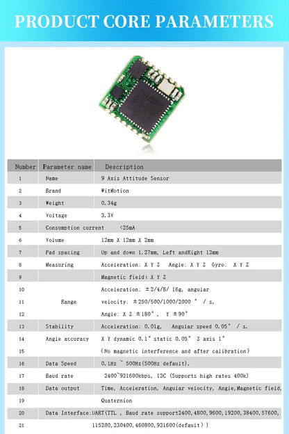 WitMotion WT931  (XYZ, return rate 500H) AHRS MPU9250 9-axis Accelerometer,+Eletronic Gyroscope+Angle+Magnetometer, for Arduinos
