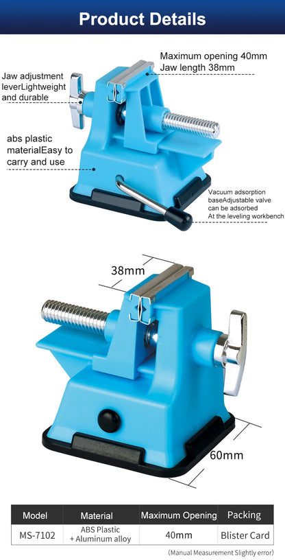 Mini Vise Table Bench ABS Vacuum Base Vise 40mm Adjustable Clamping Eletronic Repair Soldering Fix Tool Frame Hand Tools