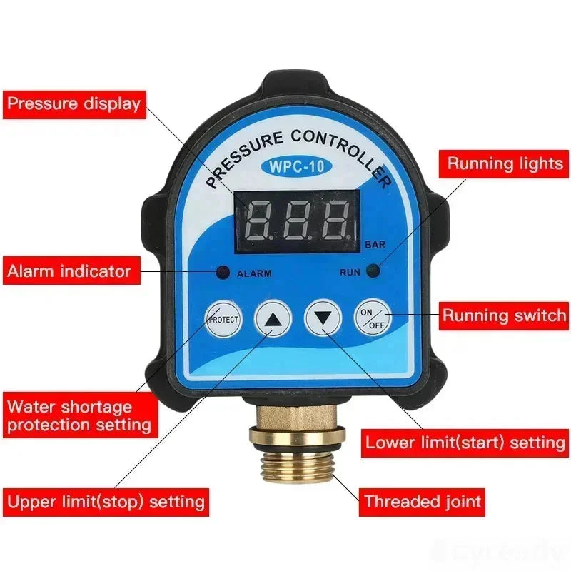 1pc 220V 110V Automatic Eletronic Digital Display Pressure Controller Switch WPC-10 Oil Water Booster Pump Air Compressor Vacuum