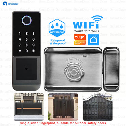 SmarDeer Waterproof Eletronic Lock for Tuya Smart Lock Outdoor Fingerprint Lock withl Password Remote App Waterproof door lock