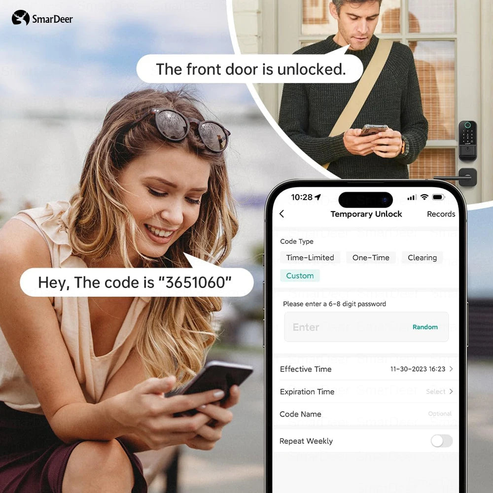 SmarDeer Waterproof Eletronic Lock for Tuya Smart Lock Outdoor Fingerprint Lock withl Password Remote App Waterproof door lock