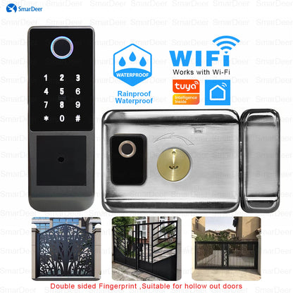 SmarDeer Waterproof Eletronic Lock for Tuya Smart Lock Outdoor Fingerprint Lock withl Password Remote App Waterproof door lock