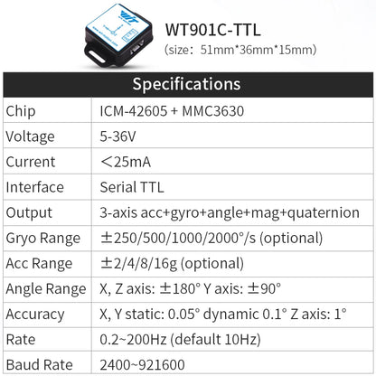WitMotion WT931  (XYZ, return rate 500H) AHRS MPU9250 9-axis Accelerometer,+Eletronic Gyroscope+Angle+Magnetometer, for Arduinos