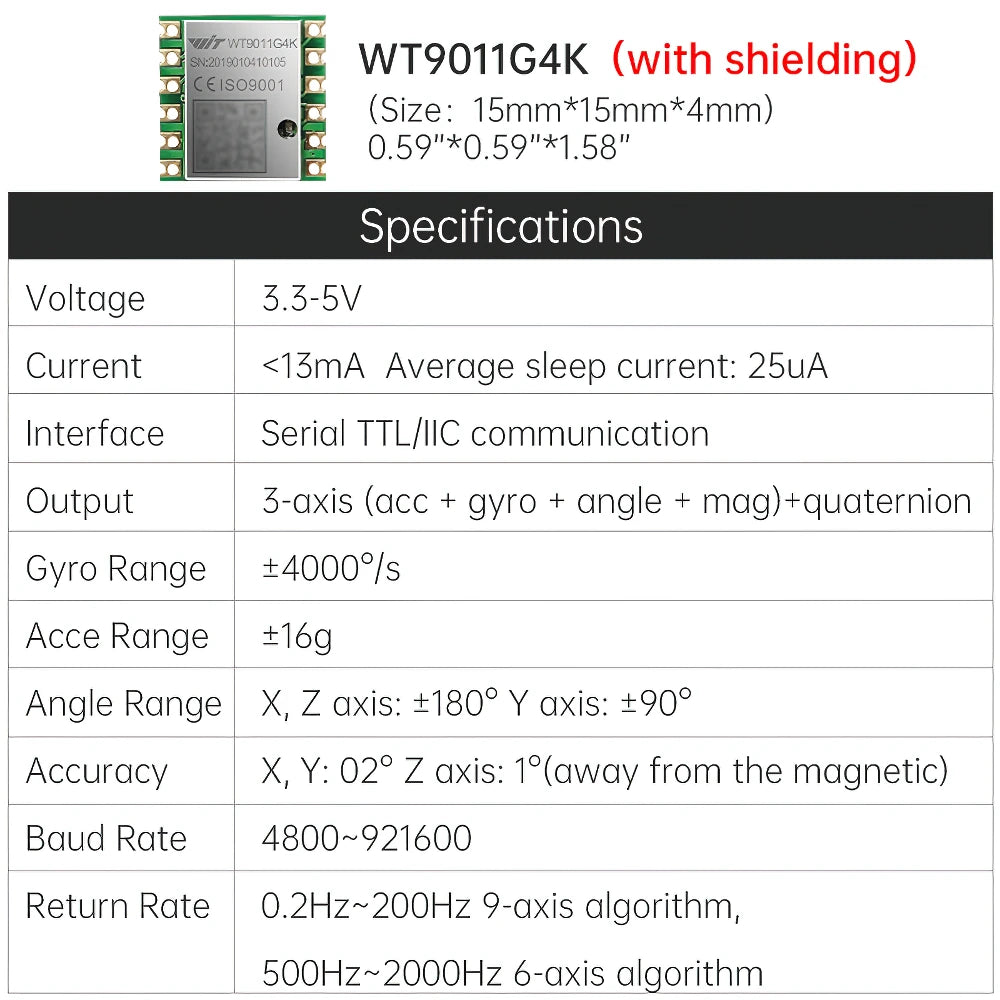 WitMotion WT931  (XYZ, return rate 500H) AHRS MPU9250 9-axis Accelerometer,+Eletronic Gyroscope+Angle+Magnetometer, for Arduinos