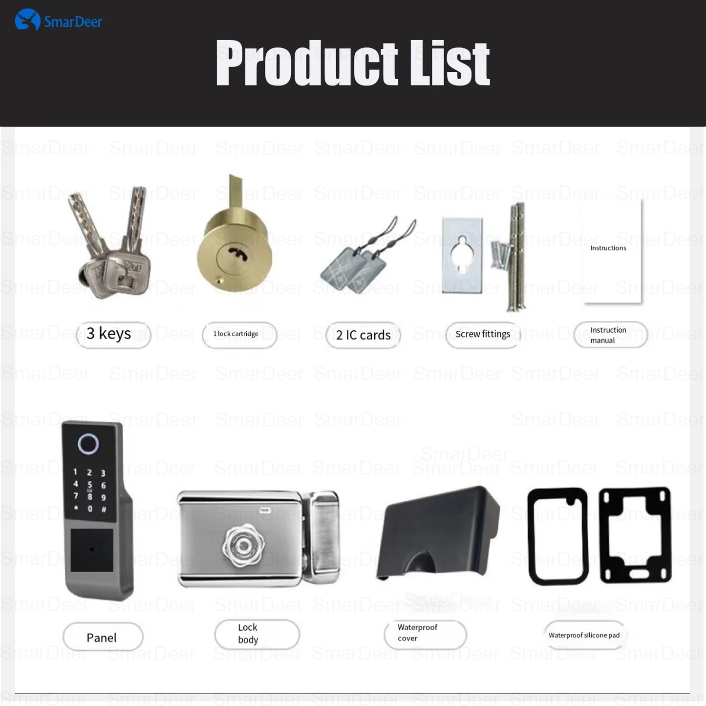 SmarDeer Waterproof Eletronic Lock for Tuya Smart Lock Outdoor Fingerprint Lock withl Password Remote App Waterproof door lock