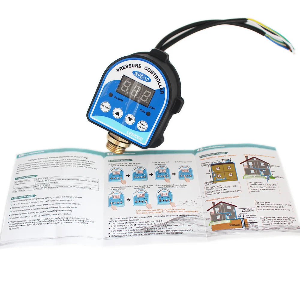 Automatic Air Pump Water Oil Compressor Pressure Switch For Water Pump Digital Display Eletronic Pressure Controller