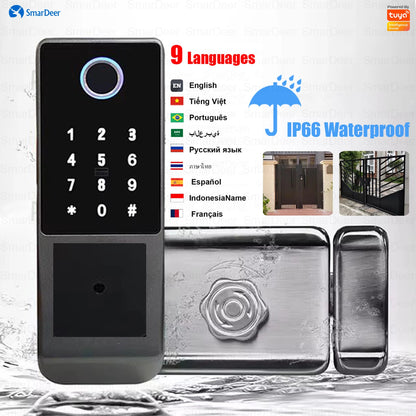 SmarDeer Waterproof Eletronic Lock for Tuya Smart Lock Outdoor Fingerprint Lock withl Password Remote App Waterproof door lock