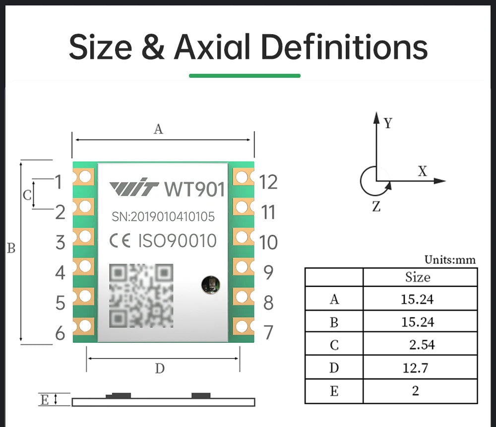 WitMotion WT901 AHRS MPU9250 9-axis Accelerometer, 3-axis Eletronic Gyroscope+Acceleration+Angle+Magnetometer, TTL Data Outout