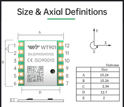 WitMotion WT901 AHRS MPU9250 9-axis Accelerometer, 3-axis Eletronic Gyroscope+Acceleration+Angle+Magnetometer, TTL Data Outout