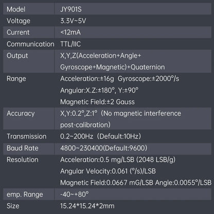 WitMotion WT901 AHRS MPU9250 9-axis Accelerometer, 3-axis Eletronic Gyroscope+Acceleration+Angle+Magnetometer, TTL Data Outout
