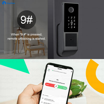 SmarDeer Waterproof Eletronic Lock for Tuya Smart Lock Outdoor Fingerprint Lock withl Password Remote App Waterproof door lock