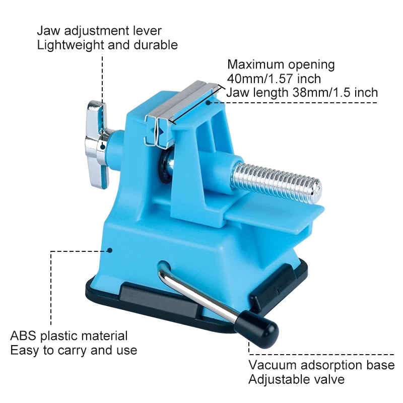 Mini Vise Table Bench ABS Vacuum Base Vise 40mm Adjustable Clamping Eletronic Repair Soldering Fix Tool Frame Hand Tools