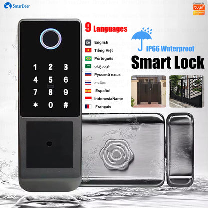 SmarDeer Waterproof Eletronic Lock for Tuya Smart Lock Outdoor Fingerprint Lock withl Password Remote App Waterproof door lock