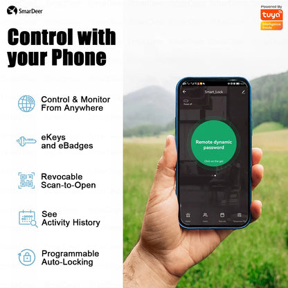 SmarDeer Waterproof Eletronic Lock for Tuya Smart Lock Outdoor Fingerprint Lock withl Password Remote App Waterproof door lock